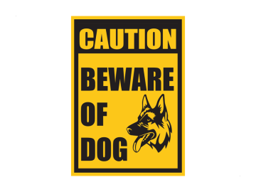 Beware of dog zwart-geel