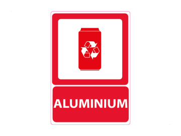 Recycle alumimium met rood icoon