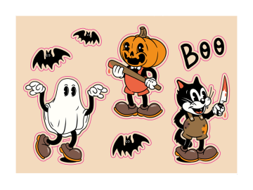 Feestdagen retro cartoonfiguren