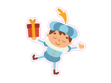 Feestdagen Piet met cadeau 1 been