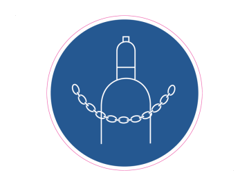 Gasfles met ketting voinrzien