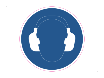 Draag gehoorbescherming, met tekst