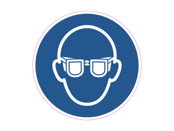 Draag oogbescherming, met tekst