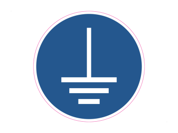 Sluit een aardklem aan op de aarde, met tekst