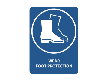 Wear foot protection, met tekst