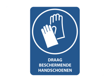 Draag beschermende handschoenen, met tekst
