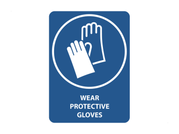 Wear protective gloves, met tekst