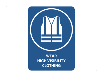 Wear high visibility clothing, met tekst