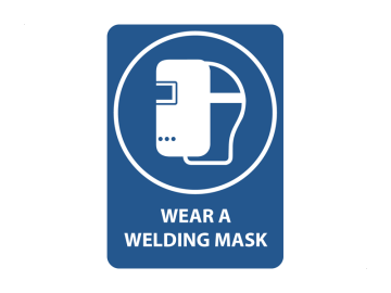 Wear a welding mask, met tekst