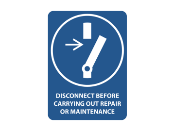 Disconnect before carrying out repair or maintenance, met tekst