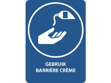 Gebruik barrièrecrème, met tekst