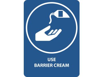 Use barrier cream, met tekst