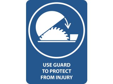 Use guard to protect from injury from the table saw, met tekst