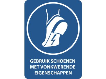 Gebruik schoeisel met antistatische of vonkwerende eigenschappen, met tekst