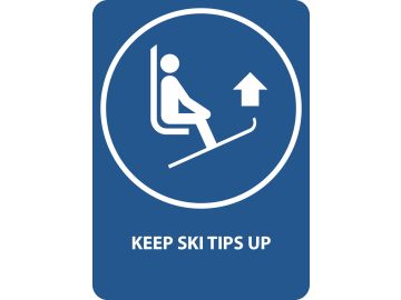 Keep ski tips up, met tekst