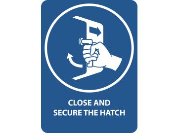 Close and secure the hatch, met tekst