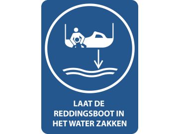 Laat de reddingsboot naar het water zakken (startsequentie voor reddingsboten), met tekst
