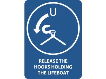 Release the hooks holding the lifeboat, met tekst