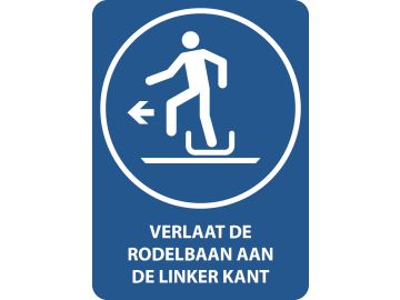 Verlaat de slee rodelbaan aan de linkerkant, met tekst