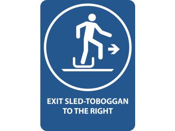 Exit sled toboggan to the right, met tekst