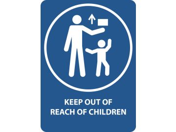 Keep out of reach of children, met tekst