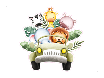 Muursticker Dierenvrienden in auto