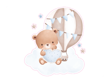 Muursticker luchtballon Beertje met Sterren