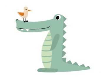Muursticker Krokodil met vogel