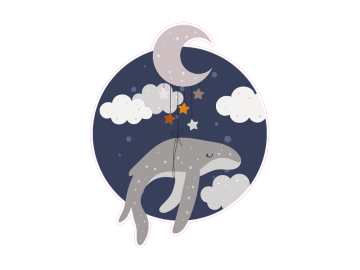 Muursticker Walvis Wolken