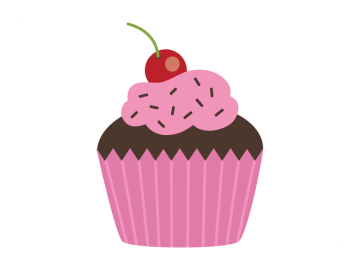 Muursticker cupcake roze met kers