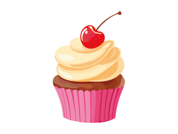 Muursticker cupcake wit met kers