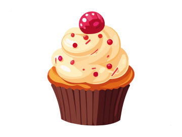 Muursticker cupcake geel met kers