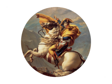 Muursticker Napoleon steekt de Alpen over rond