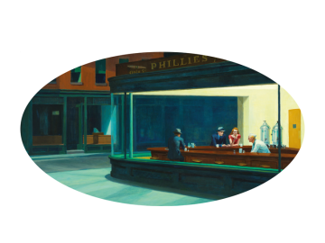 Muursticker nighthawks Ovaal