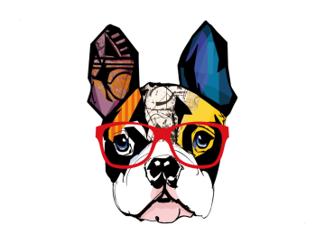 Muursticker french bulldog bril