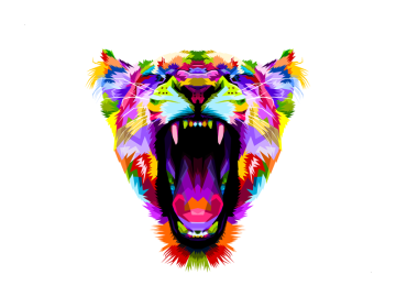 Muursticker tijger multicolor