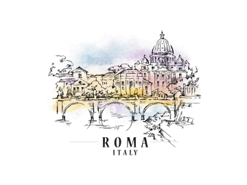 Muursticker Roma Italy line art