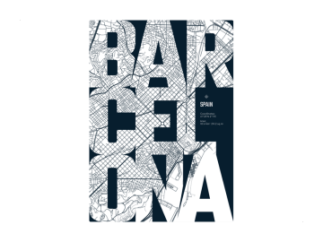 Muursticker Barcelona map locatie