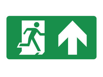 Redding nooduitgang pijl boven ronde hoeken