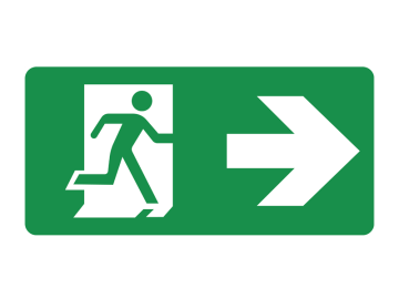 Redding nooduitgang pijl rechts ronde hoeken