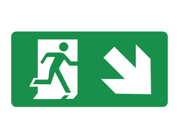 Redding nooduitgang pijl rechtsboven ronde hoeken