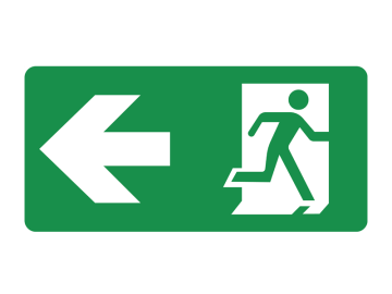 Redding nooduitgang pijl links ronde hoeken