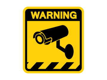 Camera bewaking warning bord geel