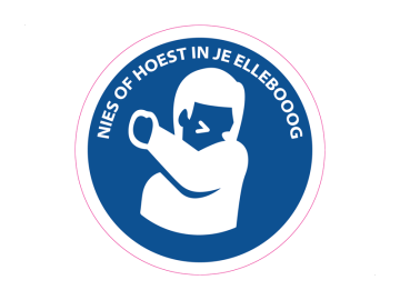 Corona pictogrammen gebod niezen en hoesten in elleboog