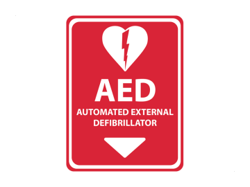 Veiligheid AED vol rood beneden