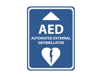 Veiligheid AED vol blauw boven
