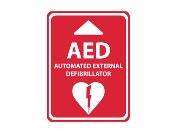 Veiligheid AED vol rood boven