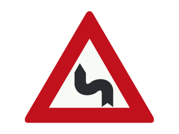 Gevaar driehoek S-bocht(en), eerst naar links
