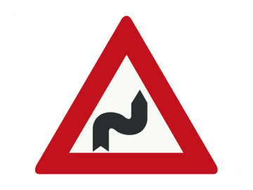Gevaar driehoek S-bocht(en), eerst naar rechts