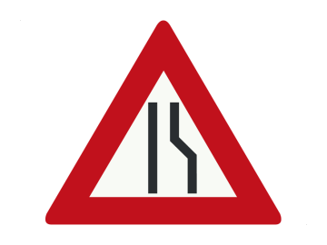 Gevaar driehoek Rijbaanversmalling rechts